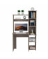 Фото #1 товара Marston 6-Shelf Writing Desk With Built-In Bookcase Wengue