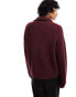 Weekday Harry wool blend half zip jumper in burgundy