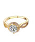 Фото #2 товара Sterling Silver 14K Gold Plated Cubic Zirconia Bold Statement Ring