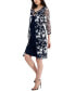 Фото #3 товара Women's Embroidered Split Overlay 3/4-Sleeve Dress