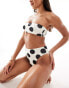 ASOS DESIGN Cindy bandeau bikini top in mono spot