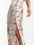 Фото #3 товара ASOS DESIGN button side detail satin midi tea dress in bold floral print