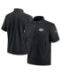ფოტო #2 პროდუქტის Men's Black New York Jets Sideline Coach Short Sleeve Hoodie Quarter-Zip Jacket
