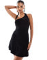 ASOS DESIGN asymmetric wrap around neckline mini dress in black