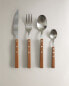 4-piece cutlery with wooden handle Коричневый, 14 x 23.3 x 2.5 cm - фото #1