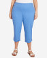 Фото #1 товара Plus Size Pull-On Stretch Denim Lace Hem Capri Pants