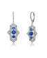Sterling Silver Colored and Clear Round Cubic Zirconia Leverback Drop Earrings
