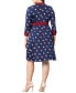 Plus Size Sophisticate Long Sleeve A-Line Wrap Dress Navy dot duo, 1X - фото #2