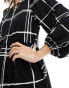 New Look crinkle smock mini dress in black check