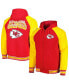 ფოტო #1 პროდუქტის Men's Red Kansas City Chiefs Defender Raglan Full-Zip Hoodie Varsity Jacket