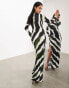 Фото #8 товара ASOS EDITION slinky jersey knot detail maxi dress in blurred black stripe