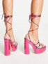 Simmi London Wide Fit Sia strappy platform heels in metallic hot pink