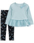 Фото #1 товара Baby 2-Piece Peplum Tulle Top & Floral Legging Set 6M