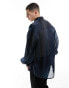 ASOS DESIGN oversized shirt with blouson sleeve in two tone organza in blue Two Tone Black, M - фото #9