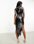 Фото #2 товара Amy Lynn high neck cut out dress in black metallic