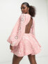 Фото #2 товара Bardot Mila broderie open back mini dress in blush