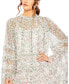 ფოტო #5 პროდუქტის Women's Floral Print Long Flare Sleeve Mesh A-Line Dress