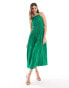 Фото #1 товара & Other Stories sleeveless midi dress with ruched and pleat detail in green