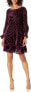 Фото #5 товара Taylor Dresses 188800 Womens Burnout Abstract Print Shift Dress Burgundy Size 6