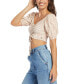 Фото #4 товара Легкая блузка Roxy Juniors' Flirty Walk Ruched Puff Sleeve Crop Top