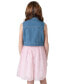 ფოტო #3 პროდუქტის Big Girls Denim Vest and Embroidered Dress Outfit, 2 PC