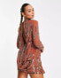 Фото #4 товара ASOS DESIGN embellished shift mini dress with drape front detail in rust