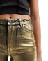 Фото #4 товара River Island coated straight jeans in gold