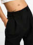 ASOS DESIGN Petite tapered trouser with turn up hem in black