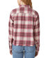 Women's Cotton Raw Edge Plaid Cropped Button Down Top