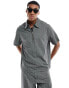 Фото #1 товара Weekday Dejan co-ord relaxed fit short sleeve polo zip shirt in black and white