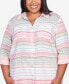 Фото #5 товара Plus Size English Garden Stripe Split Sleeve Button Down Shirt
