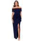 ფოტო #1 პროდუქტის Women's Off-The-Shoulder Ruched Side-Slit Gown