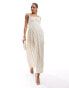 Фото #1 товара & Other Stories satin plisse midaxi dress with volume hem and twisted straps in off white