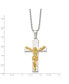 ფოტო #3 პროდუქტის Polished Yellow IP-plated Crucifix Pendant Ball Chain Necklace