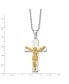 ფოტო #3 პროდუქტის Polished Yellow IP-plated Crucifix Pendant Ball Chain Necklace