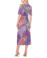 ფოტო #2 პროდუქტის Women's Mixed-Print Twist-Front Midi Dress