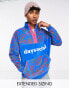 Фото #1 товара ASOS Daysocial quarter zip sweatshirt in fleece with all over logo print in blue