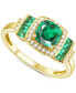 ფოტო #1 პროდუქტის Lab-Grown Emerald (3/4 ct. t.w.) & Lab-Grown White Sapphire (1/6 ct. t.w.) Statement Ring in 14k Gold-Plated Sterling Silver