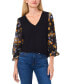 ფოტო #1 პროდუქტის Women's V-Neck Mixed-Media 3/4-Sleeve Knit Top