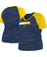 Фото #1 товара Women's Navy Milwaukee Brewers Plus Size Space Dye Raglan V-Neck T-shirt