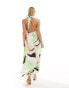 Фото #4 товара ASOS DESIGN cupro clean halter maxi sundress in bright abstract print