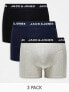 Фото #1 товара Jack & Jones 3 pack trunks in multi grey with logo waistband