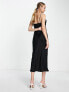 Фото #2 товара Topshop lace trim midi slip dress in black