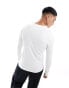 ASOS DESIGN essential muscle fit long sleeve rib t-shirt in white Белый, L - Chest 42 - фото #9