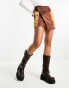 ASOS DESIGN festival suede patchwork western style mini skirt in brown 32 - фото #12