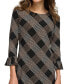 ფოტო #3 პროდუქტის Women's Plaid 3/4-Sleeve Shift Dress