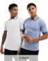 Фото #1 товара Jack & Jones 2 pack tipped pique polo in blue & white