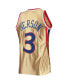 Фото #4 товара Men's Allen Iverson Gold Philadelphia 76ers 75th Anniversary 1996-97 Hardwood Classics Swingman Jersey