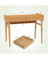 Bamboo Writing Desk 39.5'' Computer Study Desk with 2 Storage Drawers & Open Shelf