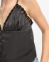 Фото #3 товара Miss Selfridge satin lace trim cami top in black